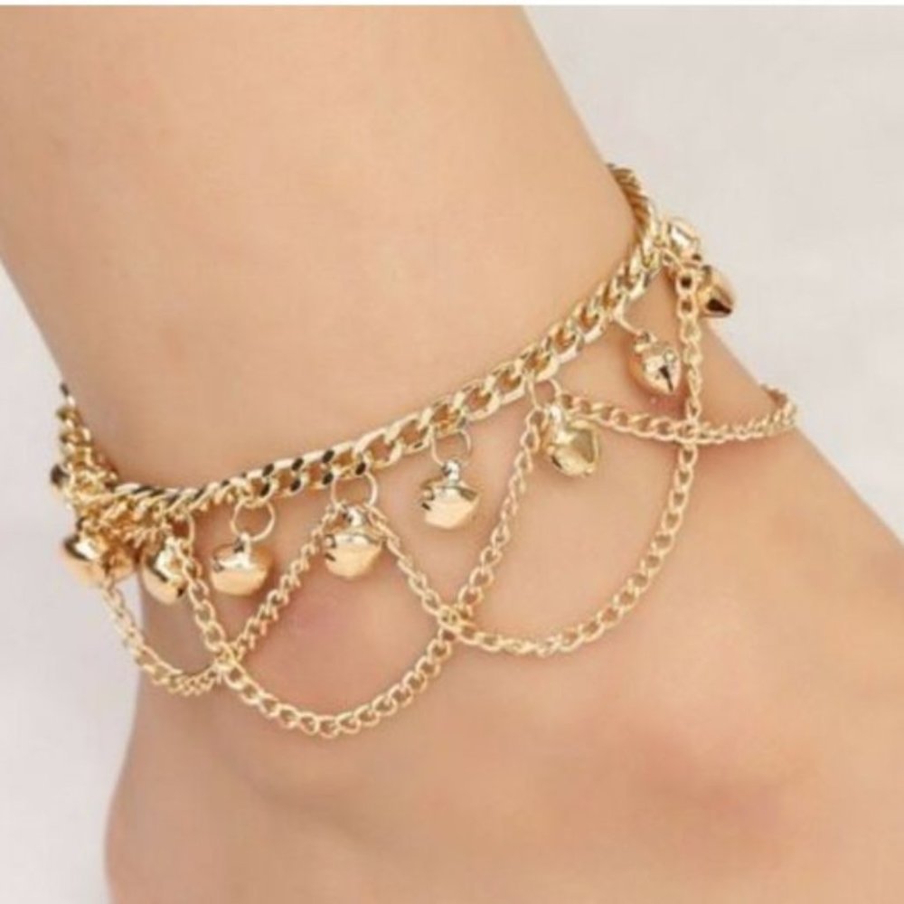 Ladies Yellow 18k Gold Anklet Adjustable
